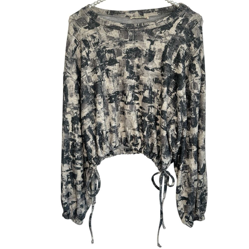 Stark X Cropped Top Grunge Abstract Knit L/S Women Small Whimsigoth Designer USA
